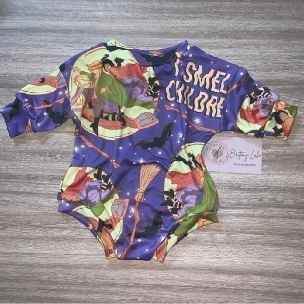 Hocus Pocus “I smell children” sweater romper handmade new